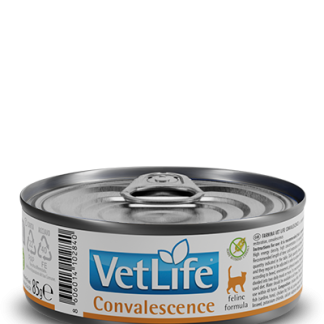 Recuperación nutricional y convalecencia. Farmina Vet Life Convalescence es un alimento dietético completo formulado para la recuperación nutricional de los gatos adultos. También está indicado para el tratamiento de pacientes debilitados por enfermedades específicas o inespecíficas.